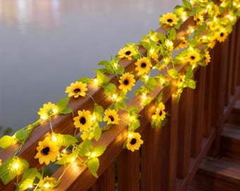 Sonnenblumen-LED-Girlanden-Lichterkette, Schlafzimmer-Licht-Dekor
