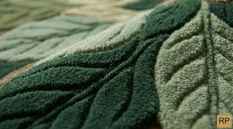 Green Earthy Pattern Rug Earth Tone Leaf Mandala Rug | Forest Green & Brown Area Rug ...