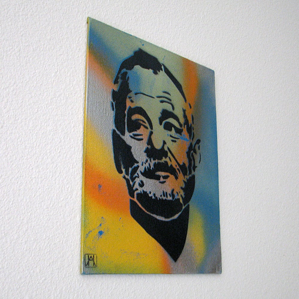 Bill Murray Stencil: Adding Humor and Personality to Your Space 25 Bill Murray Multilayer Graffiti Stencil Art on Canvas Board 8x10 - Etsy
