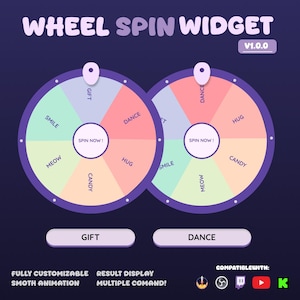 Spin Wheel Widget | Twitch & YouTube Spinner Overlay | StreamElements / OBS | Customizable