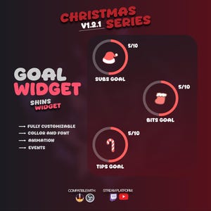 Round Goal Widget for Twitch & YouTube | Streamelement - Christmas Edition | Red (v1.2.1)