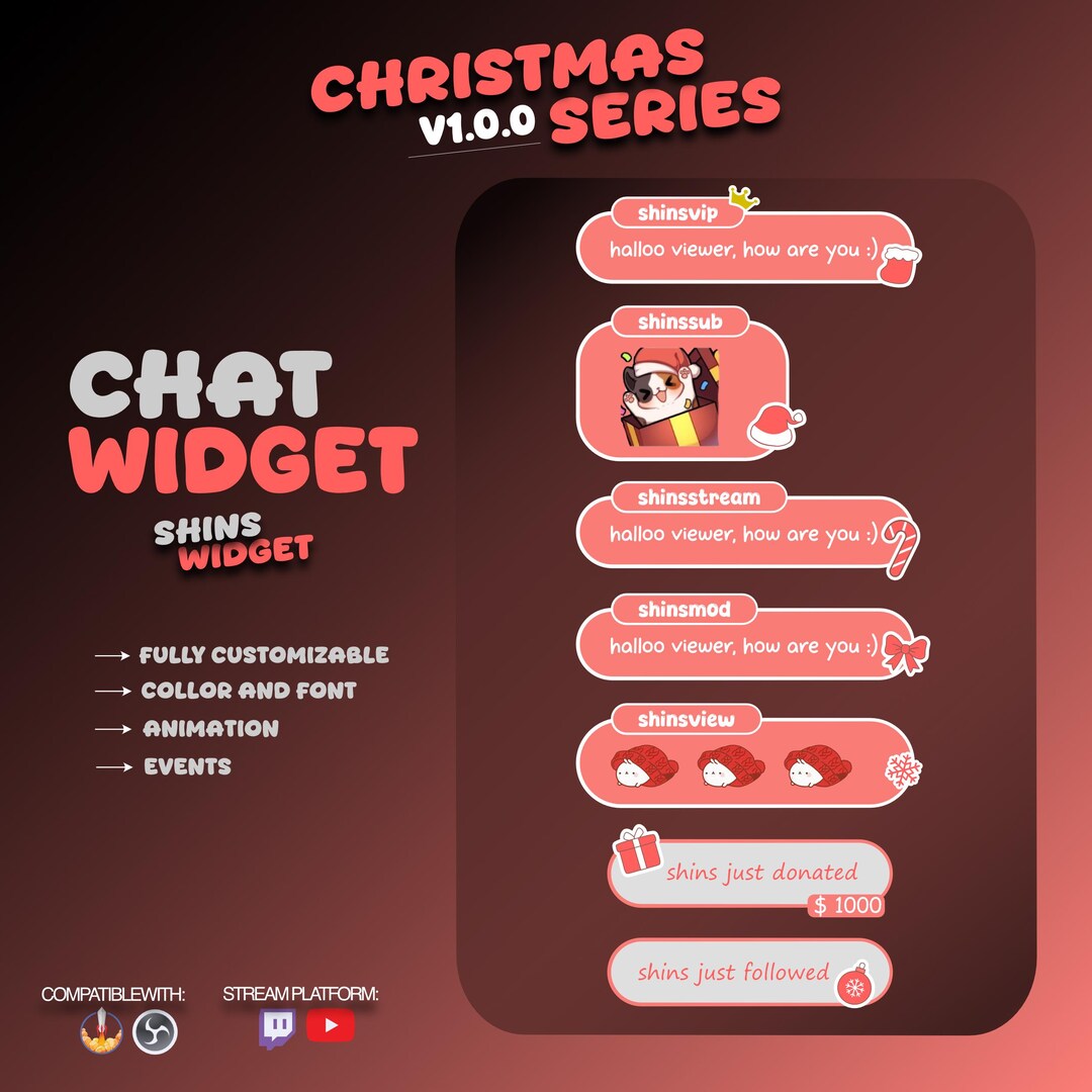 Christmas Stream Chat Widget – Customizable Overlay (streamelement ...