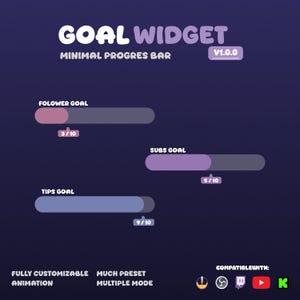 Minimal Goal Widget for Twitch & YouTube Streamers (Soft Purple UI)