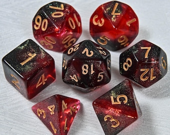 Juego de dados para juegos de rol de mesa. Juego de dados TTRPG mate esmerilado, juego de dados D&D para RPG, juego completo de dados de Dungeons & Dragons, juego de dados D&D de vidrio acrílico.
