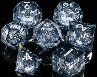 Black Liquid Core Dice Set For Dungeons&Dragons, Liquid Core D And D Dice For Dnd Gift, Resin Liquid Core Dice, Resin Dice, Gift For Him