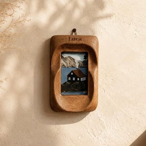 Vintage Massivholz Bilderrahmen, handgeschnitzter Miniatur Holzbilderrahmen, Miniatur Holz Fotohalter, Einzigartiges Schreibtisch Dekor Geschenk