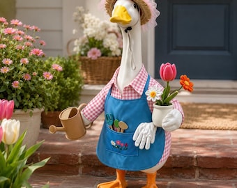 Gärtner-Gänsekostüm für die Veranda, Gänsekostüm mit Hut, Gärtner-Outfit-Set, Garten-Gänsefigur als Dekoration