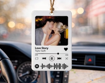 Custom Photo Spotify Car Mirror Tag, Acrylic Music Ornament, Personalized Memory Charm