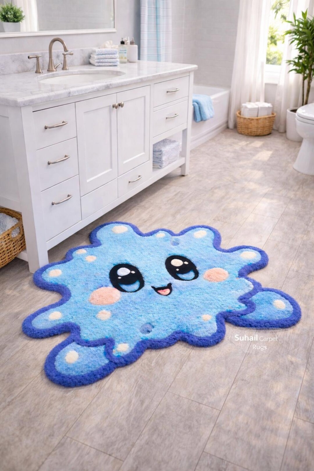 Croods Rug Hand Tufted Wool Kids Rug, Blue Cartoon Splash, Nursery Carpet - Etsy