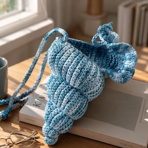 Seashell Bag Crochet Pattern PDF, Conch Shell Crossbody Purse Tutorial, Beachcore Bag, Coastal Boho Handbag Tutorial, Instant Download