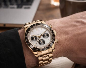 Men's Stainless Steel Chronograph Watch | Sapphire Glass, 10Bar Water Resistant
