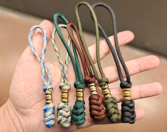 Paracord Lanyard Beads with Brass Accents — Handcrafted EDC Keychains, Slingshot, and Outdoor Gear Accessories