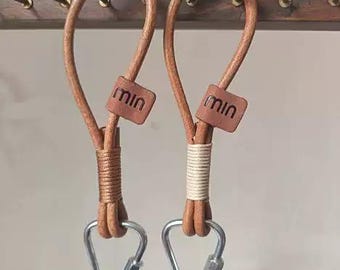 Vintage Natural Top-Grain Leather Lanyard — Leather & Stainless Steel EDC Accessory for Knives, Slingshots, Keychains  Outdoor Gear
