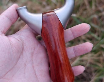 Vanguard-X36 Slingshot — Rosewood Handle, Stainless Steel Fork, Dual-Style Top-Cat and Round-Head Design