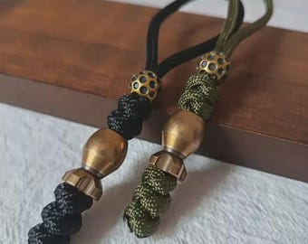 Nuclear Bomb Lanyard Bead — Hand-Carved Brass EDC Pendant for Knife Lanyards, Slingshots & Keychains