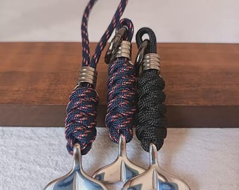 Hand-Carved Titanium Steel Whale Tail Lanyard Bead | EDC Knife Charm, Slingshot Pendant, Paracord Keychain, Backpack Accessory