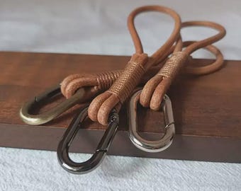 Hand-Braided Genuine Leather Keychain Lanyard | EDC Knife Strap, Slingshot Pendant, Outdoor Everyday Carry Accessory