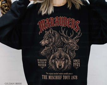 Vintage Marauders Sweatshirt, Marauders Mischief Tour Crewneck, Dark Academia Sweater, Wizard Tour Pullover, Bookish Christmas Sweatshirt