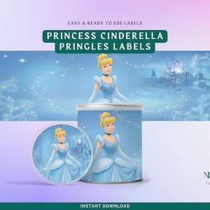 Envoltorio de Pringles de la Princesa Cenicienta – Etiqueta imprimible para refrigerios – Recuerdo de fiesta de cumpleaños infantil – Descarga digital instantánea