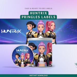 Rumi, Zoey & Mira Kpop Huntrix Pringles Wrapper – Printable Snack Label – Kids Birthday Party Favor – Instant Digital Download