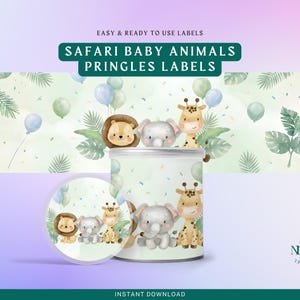 Safari Baby Animals Pringles Wrap • Jungle Birthday Favor • Printable 40g Pringles Label (PDF A4 & Letter)