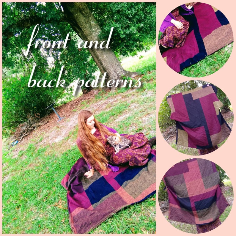 Block style Reversible Blanket Poncho