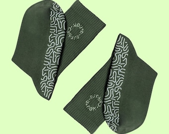 Organic Cotton Non-Slip Pilates Grip Socks | Yoga, Barre, Reformer Pilates | Green