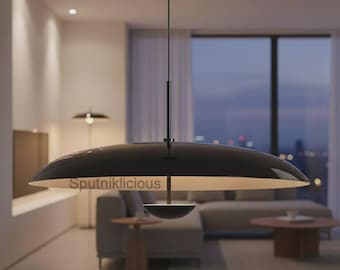 Lámpara colgante de disco contemporánea y elegante: luz de techo minimalista mate para hogares modernos e interiores creativos.