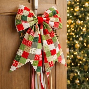 Giant Quilted Bow Sewing Pattern PDF • Large Fabric Door Bow Tutorial • DIY Wreath Decor • Instant Download