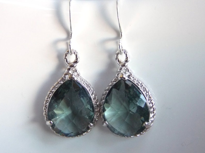 Gray Earrings Grey Earrings Charcoal Friend Gift Silver Etsy