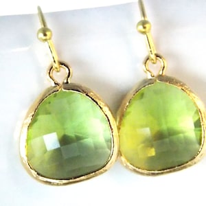 Green Earrings, Peridot Earrings, Apple Green, Gold Earrings, Chartreuse, Bridesmaid Earrings, Bridal Earrings Jewelry, Bridesmaid Gifts