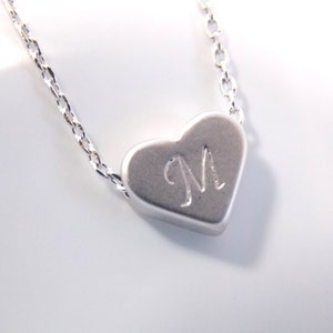 Silver Heart Necklace, Personalized Necklace, Baby Shower, Silver Heart Pendant, Heart Initial Necklace, Mom Gift, Friend Gift, Girl Gift