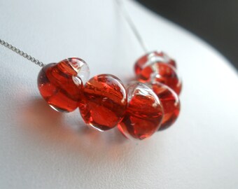Lampwork Necklace, Red Necklace, Teardrop Glass Necklace, Garnet Red Teardrop, Sterling Silver Necklace, Boro Beads, Lamp work, Friend Gift