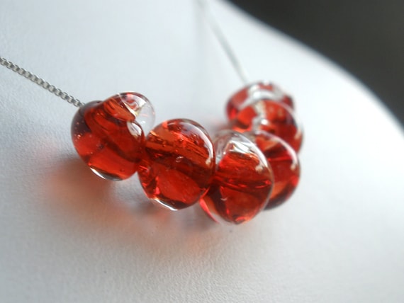 Lampwork Necklace, Red Necklace, Teardrop Glass Necklace, Garnet Red Teardrop, Sterling Silver Necklace, Boro Beads, Lamp work, Friend Gift