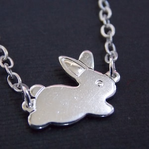 Collar de plata, Collar de conejo, Collar de conejo, Conejito de plata, Conejo de plata, Colgante de conejo, Colgante de conejo, Conejito pequeño, Joyería de animales