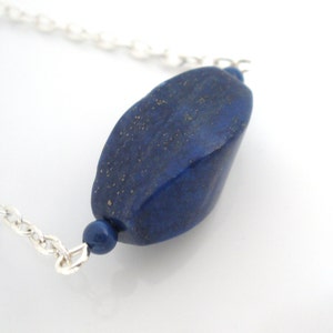 Lapis Necklace, Lapis Pendant, Indigo Lapis, Lapis Blue Necklace, Lazuli Swirl Beads, Dark Blue, Blue and Silver Necklace
