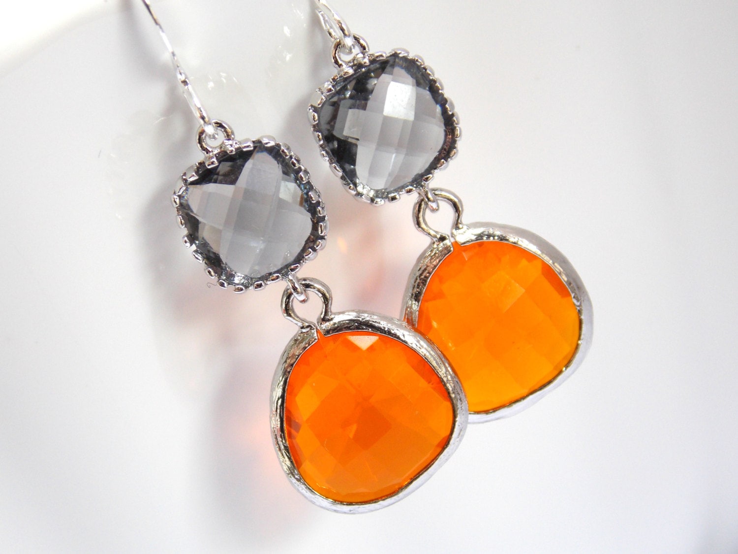 Orange - Nitya Handmade Thread & Stone Work Earrings 01