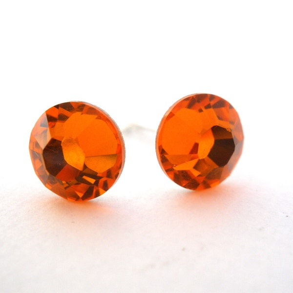 Orange Ohrstecker, Orange Ohrringe, Orange Post, Mandarine, Sonne Farbe, Hochzeit, Swarovski-Kristall, Brautjungfer Geschenke, Brautjungfer Ohrringe