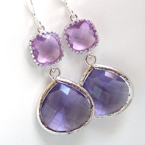 Purple Earrings, Dangle, Lavender, Dusty Lilac, Violet, Drop, Silver, Wedding Jewelry, Bridesmaid Earrings, Bridal Jewelry, Bridesmaid Gift