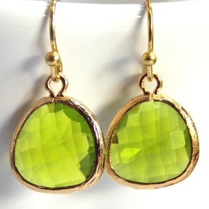 Green Earrings, Green Apple Earrings, Gold Earrings, Apple Green Gold, Bridesmaid Earrings, Bridal Earrings Jewelry, Bridesmaid Gifts