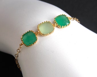 Green Bracelet, Mint Bracelet, Glass Bracelet, Gold Bracelet, Gold Filled Bracelet, Wedding Jewelry, Bridesmaids Bracelet, Bridesmaid Gifts