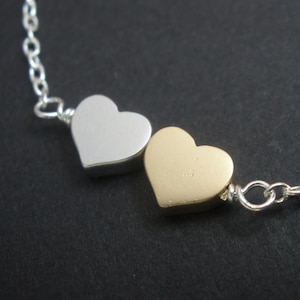 Heart Necklace, Silver Heart Necklace, Gold Heart Necklace, Heart Pendant, Tiny Heart, Gold and Silver Dainty Necklace, Bridesmaid Gifts
