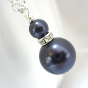 Purple Necklace, Swarovski Pearl Necklace, Purple Pendant, Crystal Rhinestone, Silver Purple Necklace, Bridesmaid Necklace, Bridesmaid Gift
