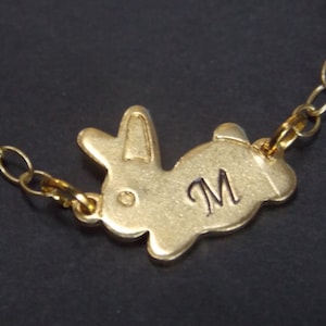 Initial Necklace, Rabbit Necklace, Bunny Necklace, Personalized, Gold, Rabbit Pendant, Bunny Pendant, Small Bunny, Tiny, Animal Jewelry