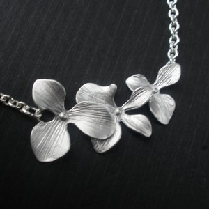 Orchid Flower Necklace, Orchid Necklace, Flower Necklace, Matte Silver Flower, Bridesmaid Necklace, Bridesmaids Gifts, Bridal