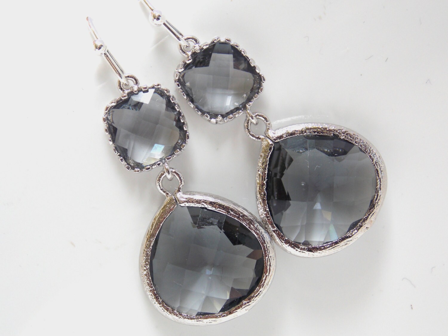 Gray Metallic Textured Earring