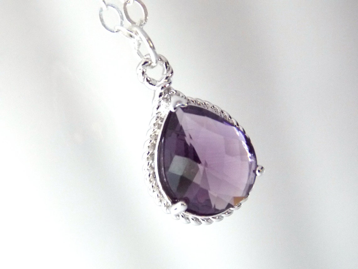 Purple Earrings Glass Earrings Silver Drop Dangle - Etsy