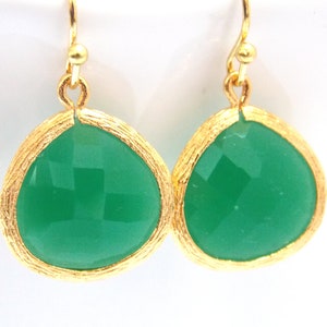 Green Earrings, Gold Earrings, Gold Green Earrings, Palace Green, Wedding Jewelry, Bridesmaid Earrings, Bridal Earrings, Bridesmaid Gifts