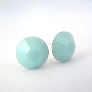 Mint Earrings, Swarovski Crystal Stud Earrings, Aqua Earrings, Opal Earrings, Crystal Earrings, Alabaster, Post Earrings, Bridesmaid Gifts