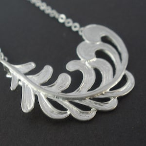 Leaf Necklace, Leaf Pendant Necklace, Leaf Silver Necklace, Matte Rhodium, Silver Necklace, Nature Jewelry, Friend Gift, Sister Gift